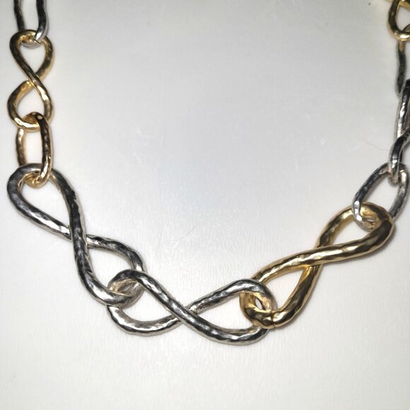 Chico's Chunky Statement Two-Tone Chain Link Necklace - Picture 3 of 5